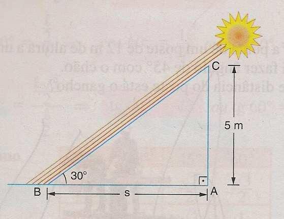 Qual é o comprimeto da sombra de uma árvore de m de altura quado