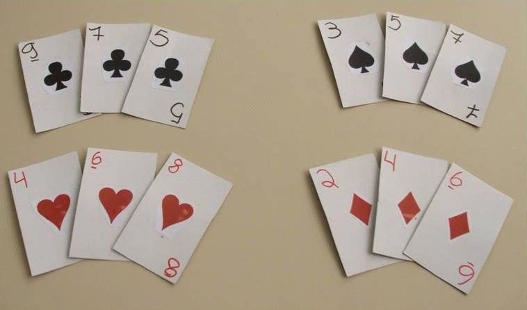7 DORMINHOCO DE PARES E ÍMPARES Material Um baralho normal de cartas, confeccionado em cartolina, sem os coringas, valetes, reis, damas e ases.