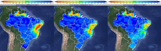 Figura 8 Armazenamento hídrico diário dos dias 10, 20 e 31 de março/2017. Fonte: Inmet/Sisdagro.