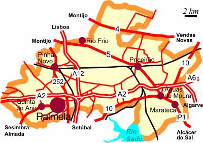 2 LOCALIZAÇÃO DA ÁREA DE ESTUDO O concelho de Palmela insere-se no distrito de Setúbal ocupando uma área aproximadamente com 463 km 2.