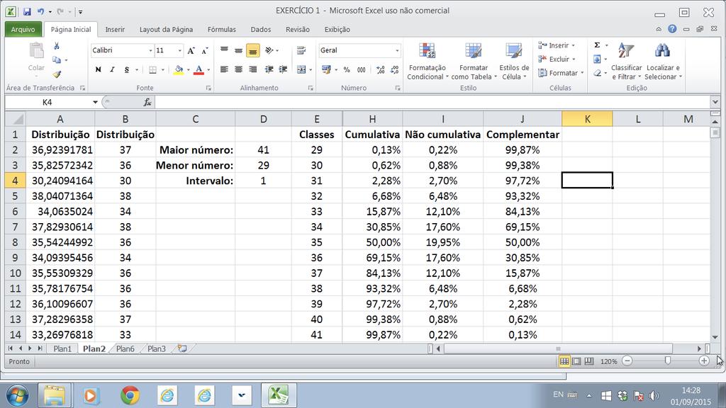 Distribuição Normal Exemplo 1: Passos 6: Determinar as