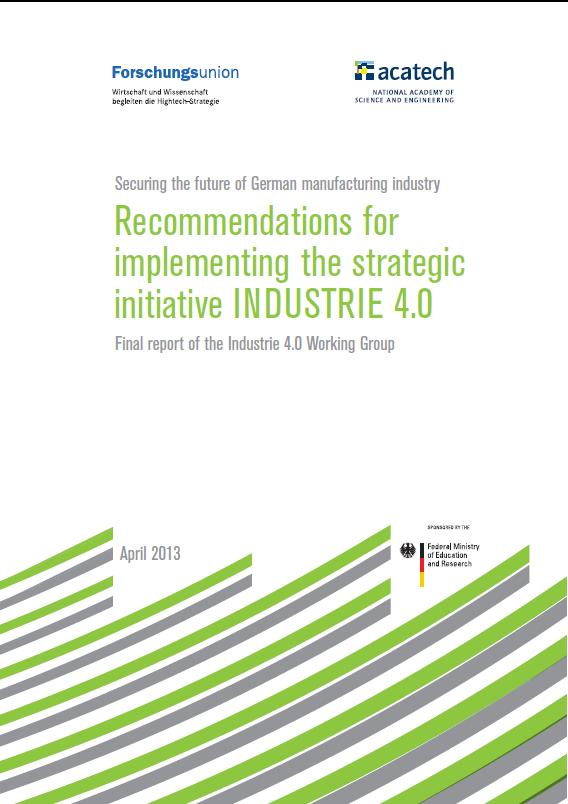 Alemanha adota uma política industrial baseada em Manufatura Avançada 8 áreas prioritárias 1. Padronização e arquitetura de referência 2. Gestão de sistemas complexos 3.