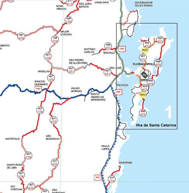 Figura 90: Acessibilidade macro rodoviária da área de estudo 4.5 Acessibilidade Ferroviária O ramal ferroviário catarinense conta com 1.361 km de extensão.