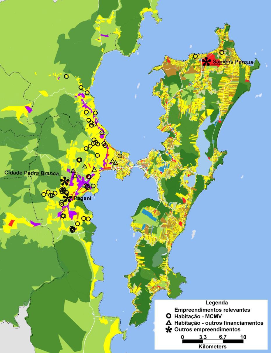 Figura 25: Localização de novos conjuntos habitacionais na Grande Florianópolis (programa Minha Casa