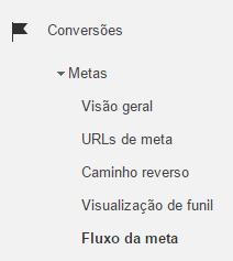 metas visão geral: relatório das metas alcançadas urls de meta: página onde a meta foi concluída caminho reverso: caminho efetuado pelo visitante