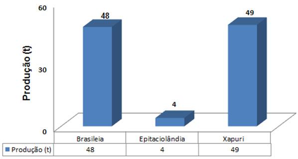 A produção de borracha proveniente da extração vegetal no Brasil, em 2011, segundo dados do IBGE/Sidra, teve ocorrência em cinco estados da federação. São eles: Amazonas (2.