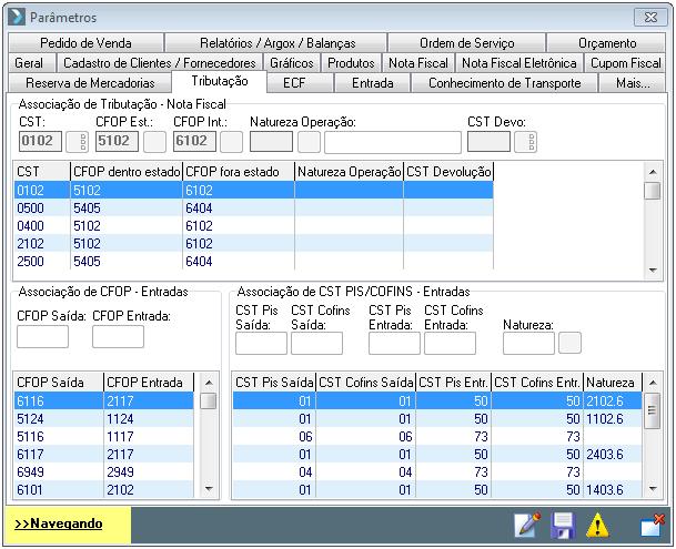 3. Verificar as associações de CFOP nos parâmetros Na tela de Entradas a CFOP informada deve ser a constante na nota do fornecedor, porém, nos arquivos do SPED uma natureza de Entrada deve ser