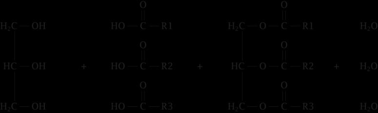 Triacilgliceróis Ácidos graxos são ácidos carboxílicos com cadeia carbônica longa (doze ou mais átomos de carbono) que, ao reagirem com o glicerol, formam os óleos e as gorduras.