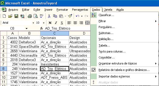 1. Procedimentos para variáveis qualitativas Análise Exploratória de Dados utilizando o Microsoft Excel 2003 Quando se deseja realizar uma análise exploratória em que apenas variáveis qualitativas