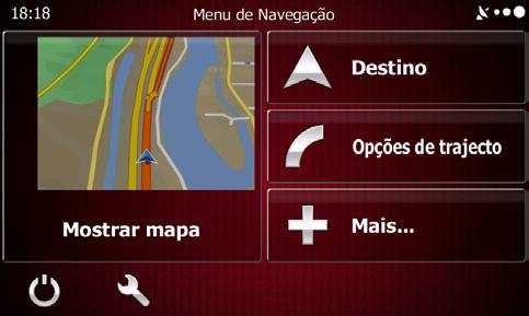 Ecrã de arranque: o menu Navegação Após a configuração inicial e sempre que o software for iniciado, o menu Navegação aparece.