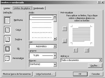 Formatar os Limites e Sombreado (2) Limites e Sombreado (cont.