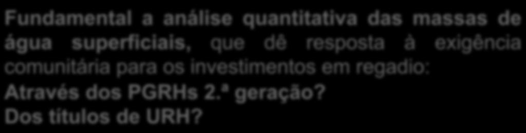 infraestruturas existentes Se afectar massas de água com estado inferior a bom por razões quantitativas: (a) investimento deve assegurar uma redução efectiva do consumo de água de pelo menos