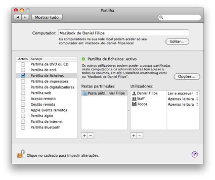 aos ficheiros partilhados do Mac através do Windows. A configuração é bastante simples. A versão do Mac utilizada neste guia é o Mac OS X 10.6.2 Snow Leopard.
