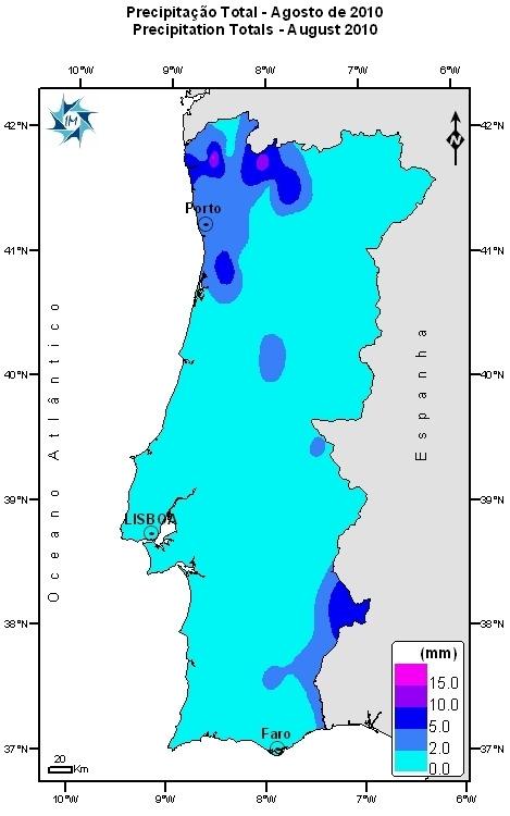 da quantidade de precipitação foram superiores ao valor da normal (1971-2000) nas estações de Amareleja (8.7mm) e Mértola (3.8mm) (Figura 4).