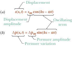 Casa: Problema 15 elemento até a posição de equilíbrio: s(x,t) = s m cos(kx ωt). A constante s m é a amplitude do deslocamento da onda.