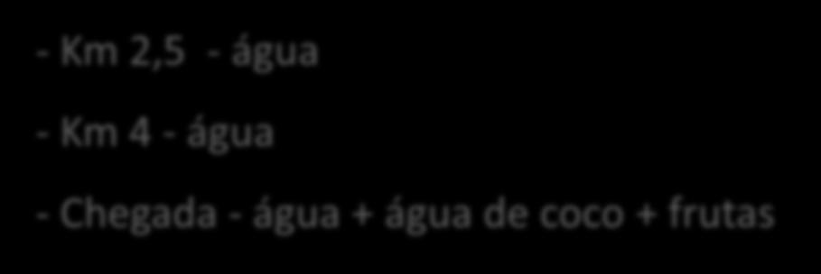 POSTOS DE HIDRATAÇÃO DOS 5KM - Km 2,5 - água - Km