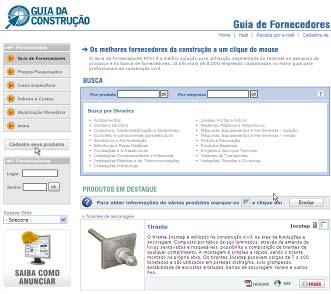 Guia da Construção ferramenta de busca Custos, Suprimentos e Soluções Técnicas O Guia da Construção reúne os