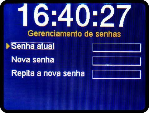 Alterar Senha Para alterar a senha atual, o usuário deverá acessar o menu e escolher a opção Alterar senha.