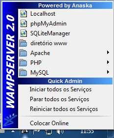 INSTALANDO UM SERVIDOR WEB LOCAL No curso WebKit 1para quem já o adquiriu instalamos o EasyPHP, para nosso curso vamos utilizar o WAMP Server (conhecido anteriormente como WAMP5) é um software