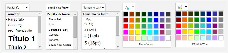 Figura 3: Opções de seleção de botões especiais de formatação do editor de texto do Moodle Abaixo na Figura 4, temos um exemplo de algumas formatações realizadas