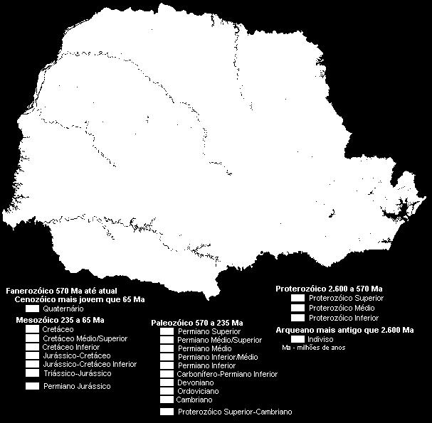 ou Planalto de Trapp do Paraná. Figura 5. Distribuição espacial da litoestratigrafia do estado do Paraná.