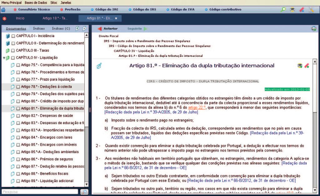 opções de navegação sempre presentes. Quando se seleciona uma opção de menu, o sistema cria uma nova vista, ou seja, gera uma nova instância de consulta.