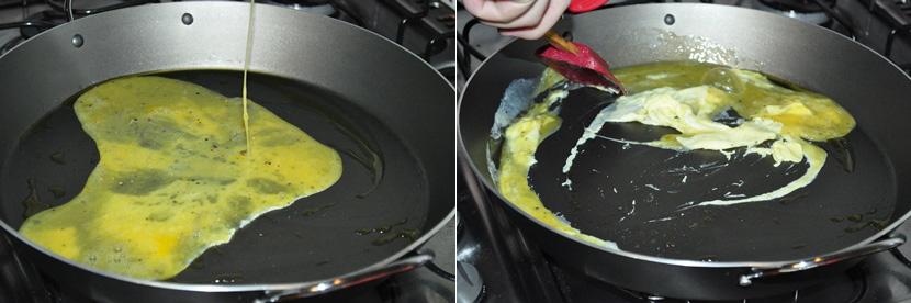 frite os ovos batidos
