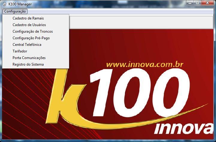 6 Configurar Ramais a serem Monitorados pelo K100 Dê duplo Clique com o botão esquerdo do mouse sobre o ícone do K100 Manager para acessar as telas de configurações.