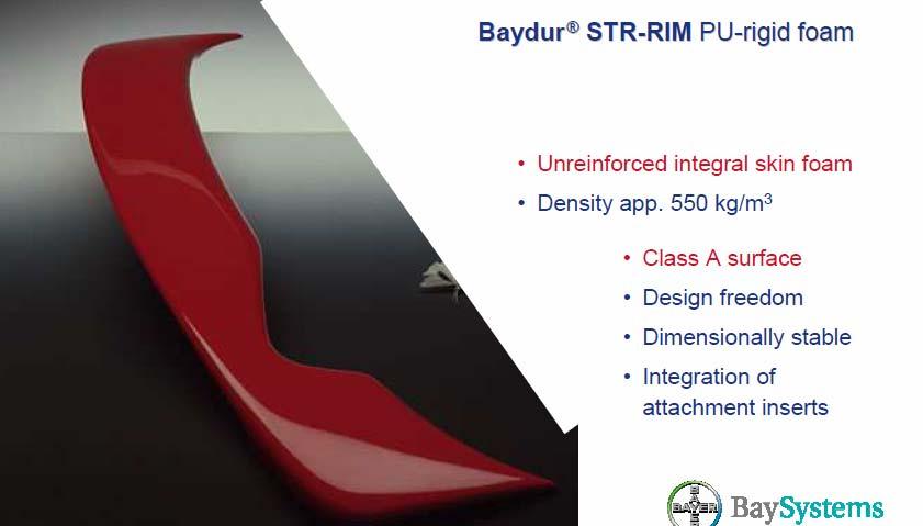 Baydur Exemplo de aplicação Spoilers Traseiros Baydur STR-RIM Espuma de pele integral sem expansor Densidade aprox.