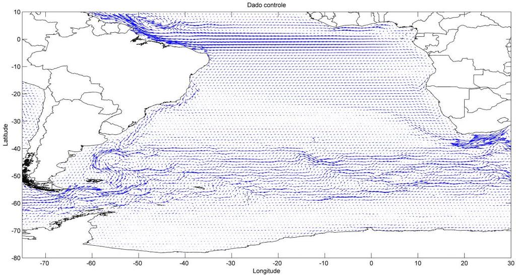 Figura 4: Climatologia de correntes oceânicas no Atlântico Sul obtida
