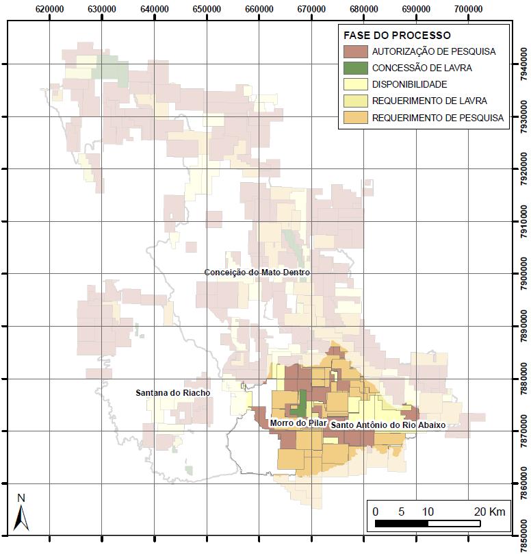 Figura 7.5 - Processos minerários na AID requeridos junto ao DNPM 7.5.1.