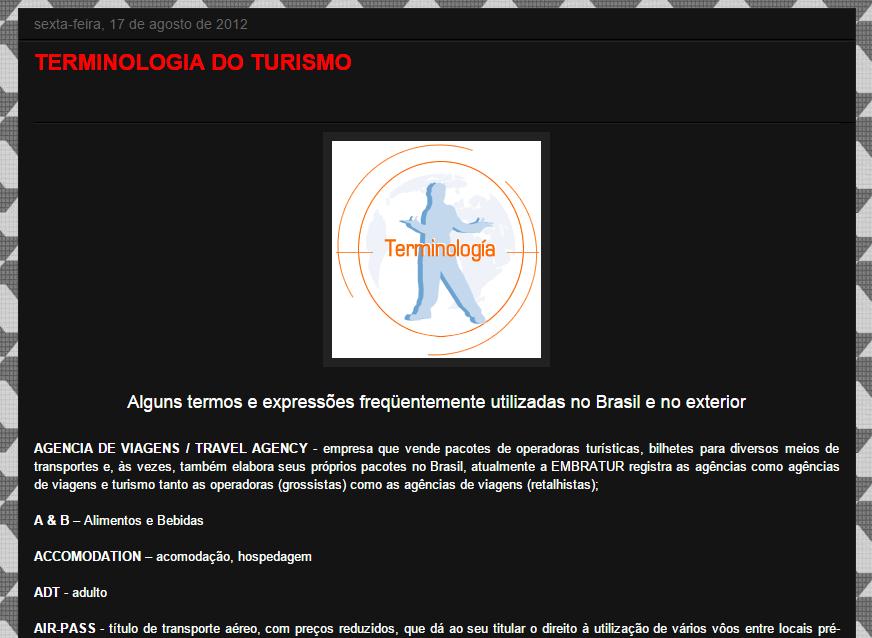 42 Figura 3 Site 1 com a Terminologia do Turismo Fonte: http://www.tourinsampa.