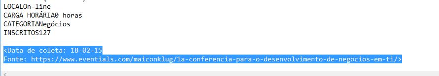 76 qual pertencem de acordo com os nomes dos títulos principais; os registros de fonte e data do cabeçalho foram colocados entre colchetes (< >) no final do texto, como mostra a Figura abaixo