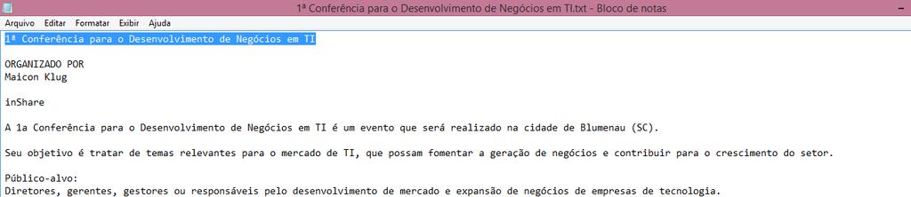 Os arquivos foram salvos com os nomes de seus títulos principais, ou ainda subtítulos ou primeira linha do parágrafo, caso aquele nome já identificasse outro arquivo, como mostra a Figura 23: