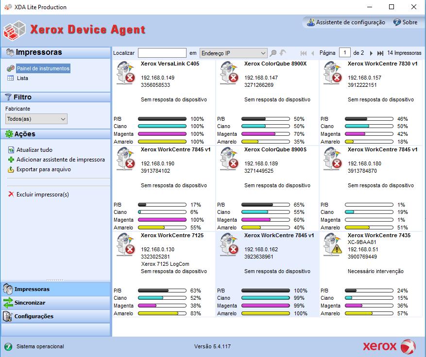 Clique com o botão direito do rato no ícone do XDA-Lite e selecione Open (Abrir) para ver a interface de utilizador do XDA-Lite que apresenta os equipamentos ligados e os respetivos dados mais