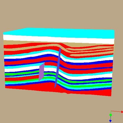 40 Figura 16: Visualização do modelo de velocidade gerado a partir do modelo estratigráfico; com destaque para