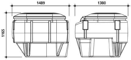 Para uma maior proteção do sistema de bombagem, o interior da caseta incorpora dois degraus para colocação de bombas de piscina. Tamanho máximo do filtro: Ø710mm.