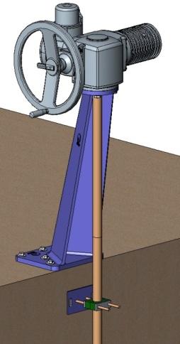 Normalmente incorpora se uma coluna de manobra para suportar o accionamento. As variáveis de definição são: H1: distância do eixo da válvula à base da coluna.