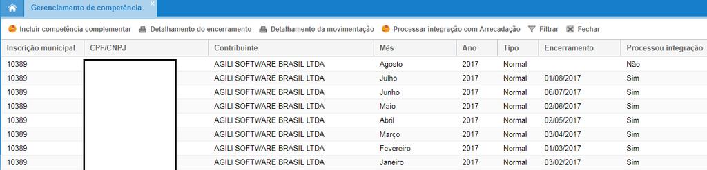 Abaixo é demonstrada a tela de encerramento, onde será exibido o resumo da movimentação de serviços prestados, tomados, intermediados e também o total do ISSQN.