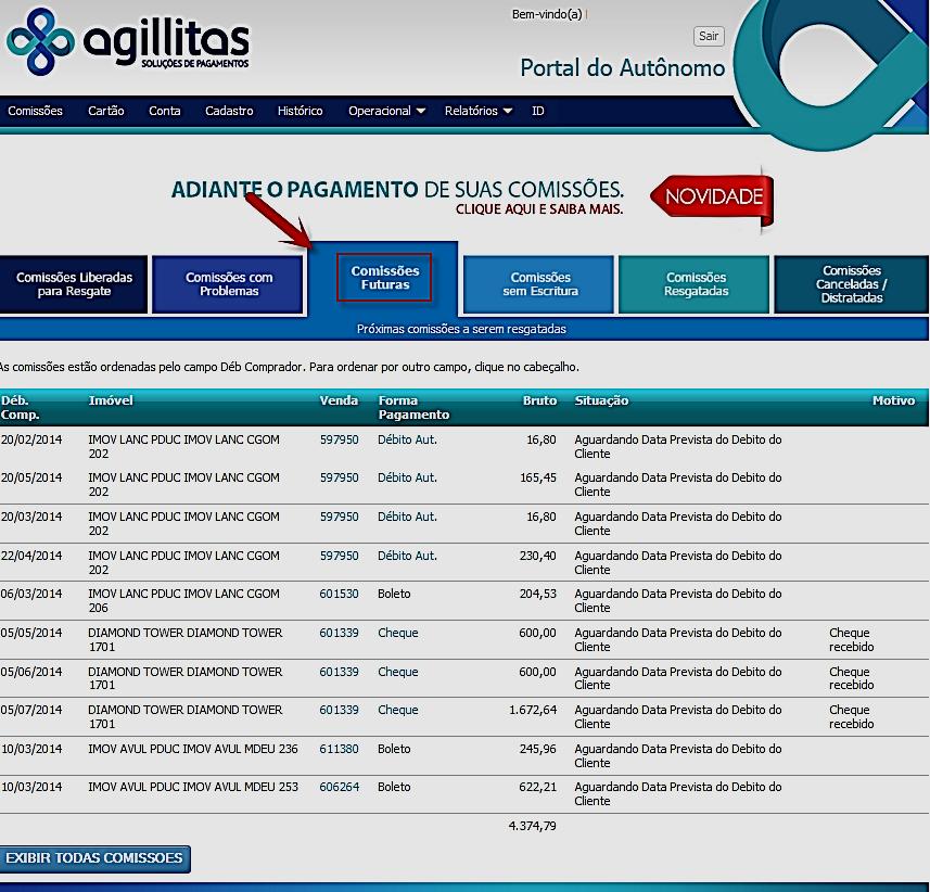 Comissões Futuras O autônomo