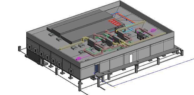 Para a modelação utilizou-se o software Revit 2016, e foram modeladas todas as especialidades, em primeiro as estruturas, a arquitetura e por último as instalações MEP (à exceção das redes