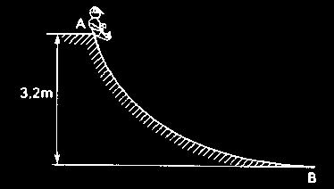 11 8) No escorregador mostrado na figura, uma criança com 30 kg de massa, partindo do repouso em A, desliza até B.
