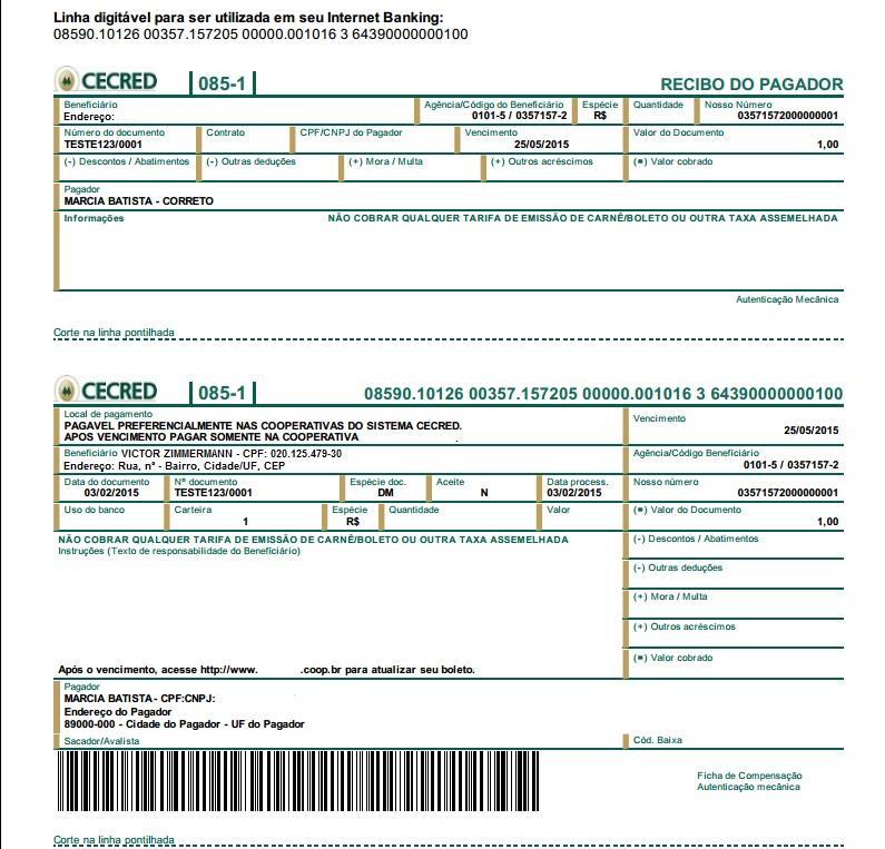 4 ESTRUTURA DO BOLETO BANCÁRIO CECRED 085 6 4.