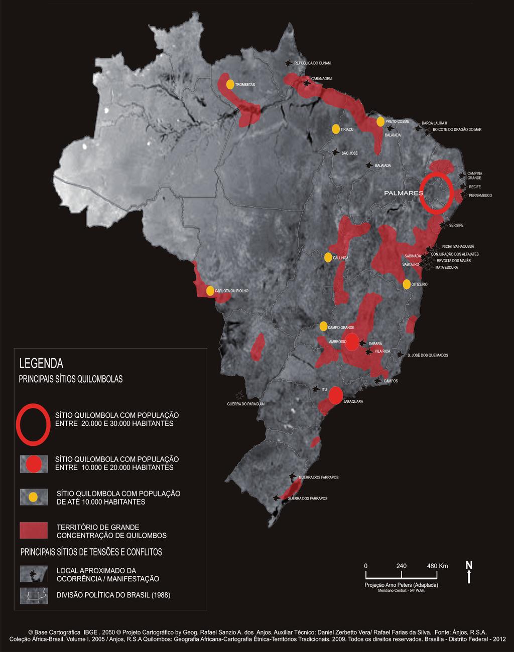 A Territorialidade dos Quilombos no Brasil Contemporâneo: uma aproximação 147 FIGURA 4 Brasil: principais zonas e sítios de quilombos e movimentos sociais das populações africanas e seus descendentes