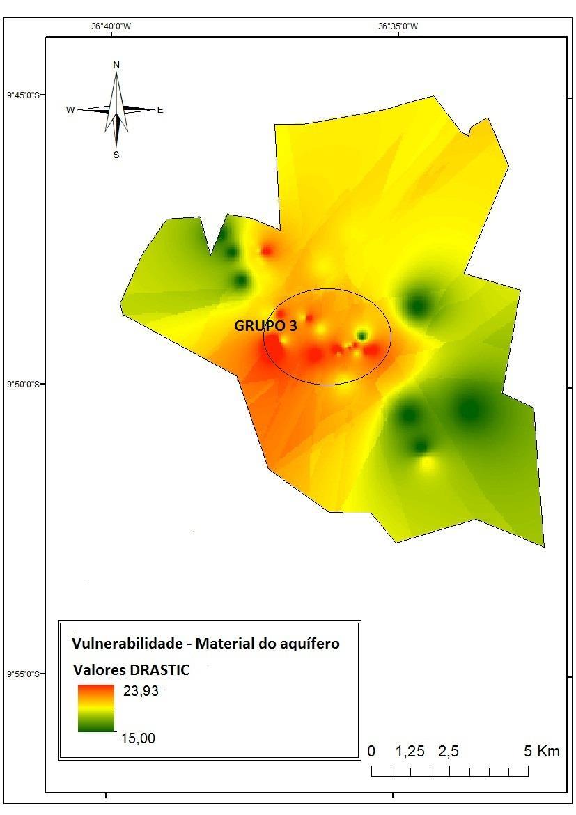 68 Figura 15 - Mapa de vulnerabilidade do Material do aquífero. Fonte: Dados da pesquisa, 2014.