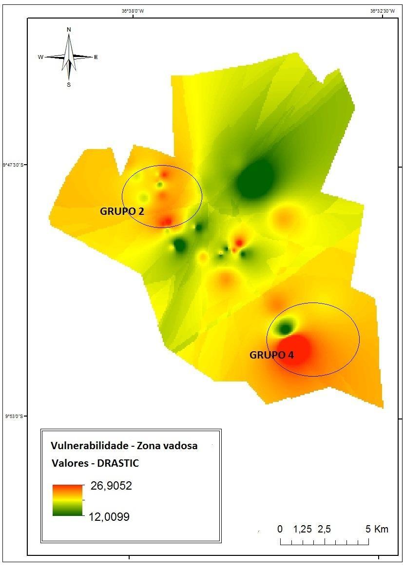 73 Figura 18 - Mapa de vulnerabilidade da Zona vadosa. Fonte: Dados da pesquisa, 2014.