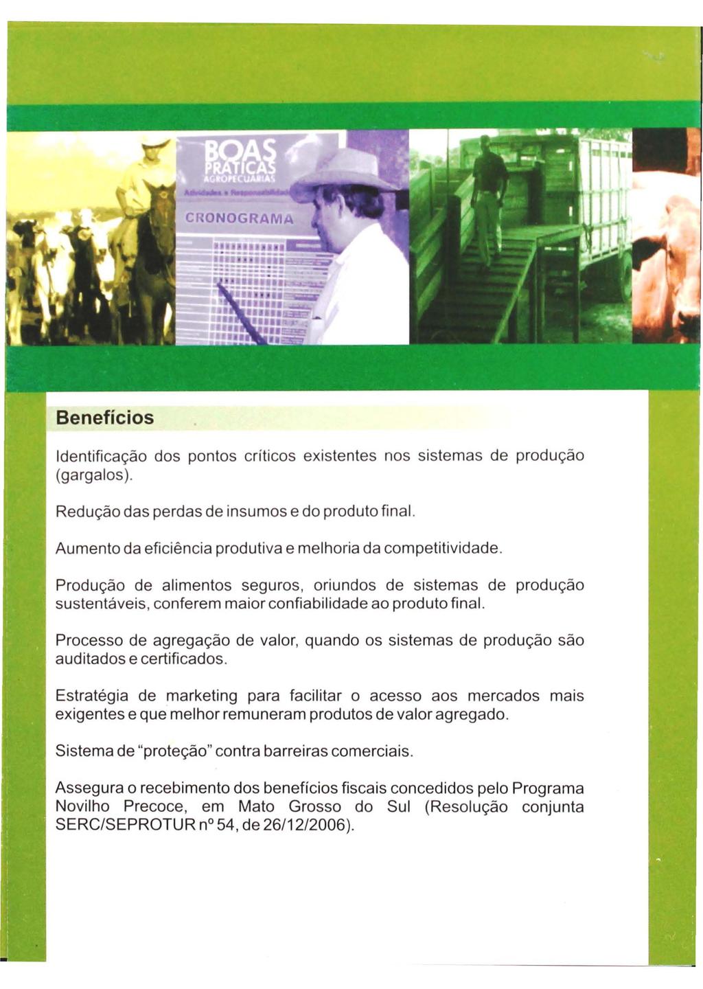 Benefícios Identificação dos pontos críticos existentes nos sistemas de produção (ga rgalos ). Redução das perdas de insumos e do produto final.