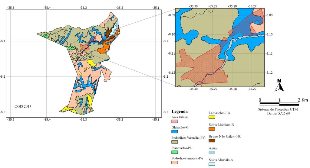 exposto e corpos hídricos (CHAGAS, GALVÍNCIO E PIMENTEL, 2010). As áreas com vegetação foram classificadas seguindo a metodologia de Lourenço e Landim (2004). 5.