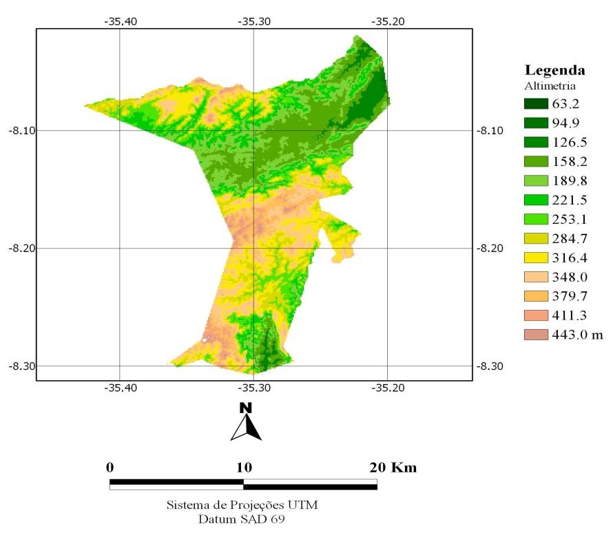 Com relação a altimetria da região, podemos fazer as seguintes análises: o açude do Tapacurá está há 89 m de altitude.