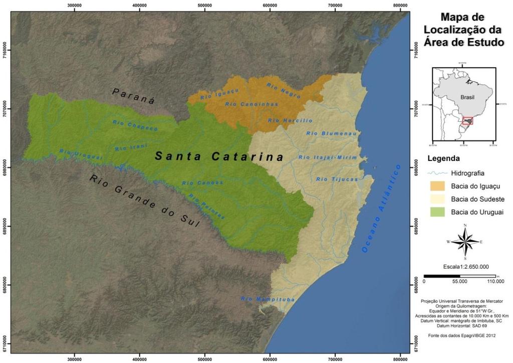volume de água (Santa Catarina, 1997); Bacia do rio Uruguai os estados drenados pela Bacia do rio Uruguai em território nacional são Santa Catarina e Rio Grande do Sul.